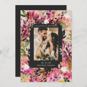 Romantic Bouquet Hot Pink Wedding Save the Date Kaart (Voorkant / Achterkant)