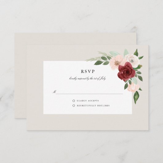 Romantic Bouquet RSVP Kaartje (Voorkant / Achterkant)