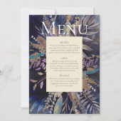 Romantic bouquet schilderde blues menu kaart (Voorkant)