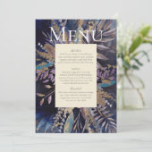 Romantic bouquet schilderde blues menu kaart (Staand voorkant)