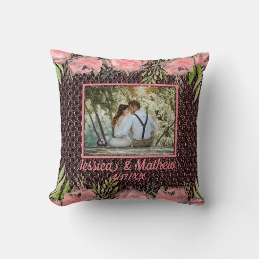 Romantic Bouquet Soft Pink Floral Photo Pillow Kussen (Voorkant)