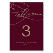 Romantic Bourgogne Calligrafietnummer Kaart (Achterkant)