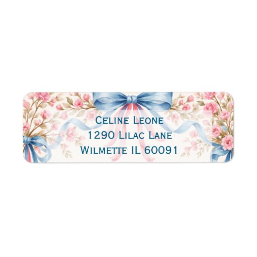 Romantic bows and floral  etiket (Voorkant)