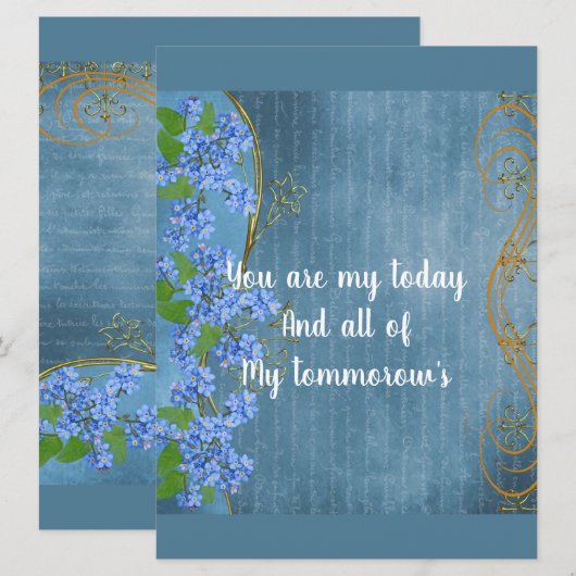 Romantic Boyvriend Blauwgroen Blue Floral Valentij (Voorkant / Achterkant)