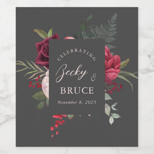 Romantic Bridal Bouquet Customized Wijn Etiket (Enkel label)
