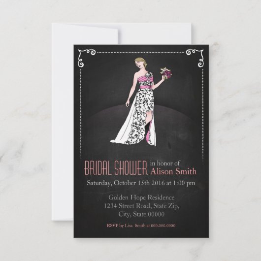 Romantic Bridal shower modern invitation Kaart (Voorkant)