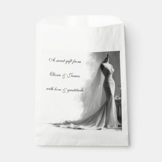 Romantic Bridal Sketch Wedding Favor Bag Bedankzakje (Voorkant)