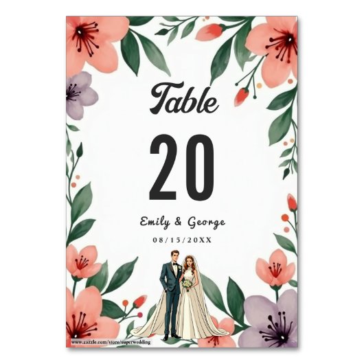 Romantic Bride And Groom Floral Garden Wedding Kaart (Voorkant)