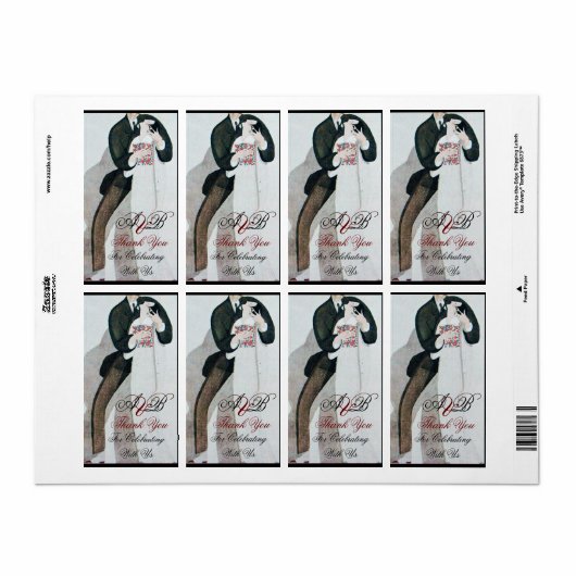 ROMANTIC BRIDE EN GROOM WEDDING ARTIJ Dank u Etiket (Full Sheet)