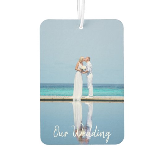 Romantic Bride Groom Foto Our Wedding Typography Luchtverfrisser (Achterkant)