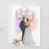 Romantic Bride & Groom with Balloons Kaart (Achterkant)