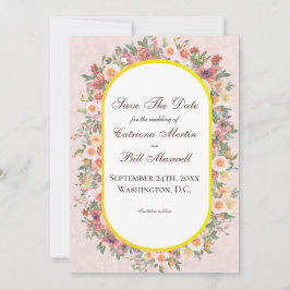 Romantic Bright Garden Floral Save The Date Card Kaart