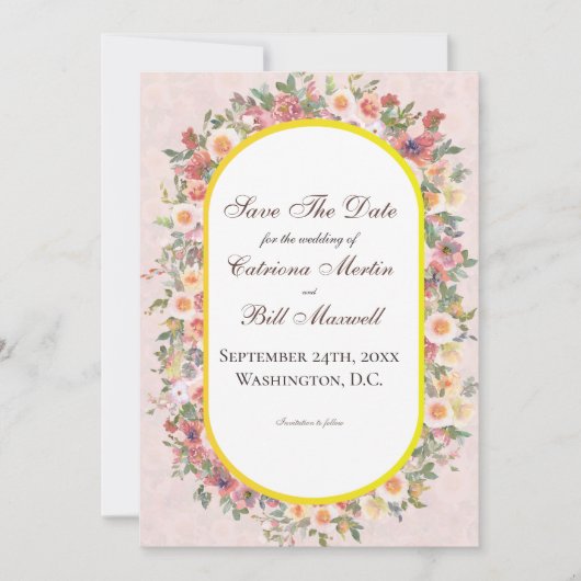 Romantic Bright Garden Floral Save The Date Card Kaart (Voorkant)