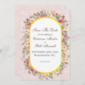 Romantic Bright Garden Floral Save The Date Card Kaart (Voorkant / Achterkant)