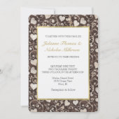 Romantic Brown Cream Hearts Wedding Kaart (Voorkant)