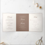 Romantic Brown Elegant Wedding Drieluik Uitnodiging<br><div class="desc">This design is part of a romantic and elegant wedding invitation suite.</div>