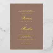 Romantic Brown Elegant Wedding Folie Uitnodiging (Voorkant)