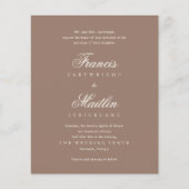 Romantic Brown Elegant Wedding Invitation (Voorkant)