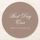 Romantic Brown Elegant Wedding Ronde Kartonnen Onderzetter (Voorkant)