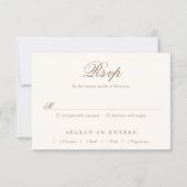 Romantic Brown Elegant Wedding RSVP Kaartje (Voorkant)
