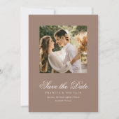 Romantic Brown Photo Elegant Wedding Save The Date (Voorkant)