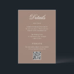 Romantic Brown QR Code Elegant Wedding Informatiekaartje<br><div class="desc">This design is part of a romantic and elegant wedding invitation suite.</div>