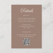 Romantic Brown QR Code Elegant Wedding Informatiekaartje (Voorkant)