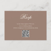 Romantic Brown QR Code Elegant Wedding RSVP Kaartje (Voorkant)