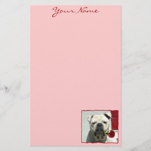 Romantic Bulldog briefpapier (Voorkant)