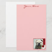 Romantic Bulldog briefpapier (Voorkant / Achterkant)