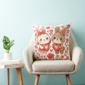 Romantic Bunny Couple Decorative Pillow Kussen (Stoel)