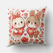 Romantic Bunny Couple Decorative Pillow Kussen (Achterkant)