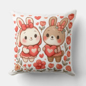 Romantic Bunny Couple Decorative Pillow Kussen (Voorkant)