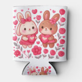 Romantic Bunny Couple Heart Can Cooler (Voorkant)