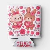 Romantic Bunny Couple Heart Can Cooler (Achterkant)