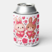 Romantic Bunny Couple Heart Can Cooler (Blikje Achterkant)