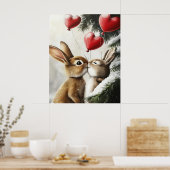 Romantic Bunny Couple Valentine Wall Art Poster (Keuken)