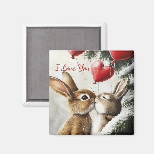 Romantic Bunny Couple Valentine's Day Magnet (Voorkant / Achterkant)