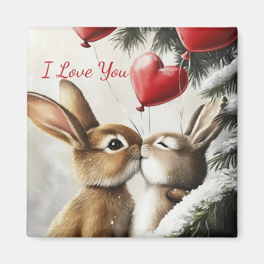 Romantic Bunny Couple Valentine's Day Magnet (Voorkant)
