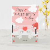 Romantic Bunny Rabbit Couple Valentijnsdag Kaart (Gele Bloem)