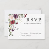 Romantic Burgundy and Plum Floral Wedding RSVP (Voorkant)
