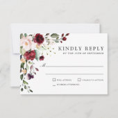 Romantic Burgundy and Plum Floral Wedding RSVP (Voorkant)