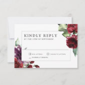 Romantic Burgundy and Plum Floral Wedding RSVP (Voorkant)