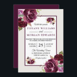Romantic Burgundy Berry Flowers Elegant Wedding Kaart<br><div class="desc">Romantic Burgundy Berry Flowers Elegant Wedding Invite Beauful White en Burgundy Red Roses Geschikt voor alle seizoenen</div>