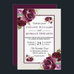 Romantic Burgundy Berry Flowers Elegant Wedding Kaart<br><div class="desc">Romantic Burgundy Berry Flowers Elegant Wedding Invite Beauful White en Burgundy Red Roses Geschikt voor alle seizoenen</div>