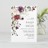 Romantic Burgundy Blush and Plum Wedding Kaart (Staand voorkant)
