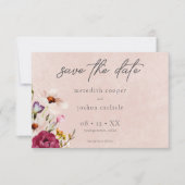 Romantic Burgundy Blush Floral Garden Wedding Save The Date (Voorkant)
