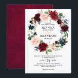 Romantic Burgundy Blush Floral Geometric Wedding Kaart<br><div class="desc">De elegante en moderne romantische geometrische waterverf floral bridal doucherekaart is voorzien van een bouquet van Bourgogne / marsala , wazige roze, Paarse, perzikkleurige waterverf-rozen met hetzelfde blad met een goudcirkelvormige lijst. Ideaal voor een herfst-/midzomerbruiloft. Zoek meer overeenkomende design en variaties uit mijn winkel met 'blissweddingpaperie'. Je kunt contact met...</div>