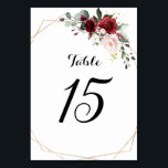Romantic Burgundy Blush Pink Floral Geometric Kaart<br><div class="desc">Elegante en moderne romantische geometrische waterverf floral bruiloft Table Number is voorzien van een boeket van rozen van de waterverf van Bourgogne en blush met bijpassende bladeren. Ideaal voor een herfst-/midzomerbruiloft. Zoek meer overeenkomende design en variaties uit mijn winkel met 'blissweddingpaperie'. Je kunt contact met me opnemen voor meer aangepaste...</div>