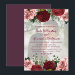 Romantic Burgundy Blush Pink Floral Photo Weddensc Kaart<br><div class="desc">Elegant en romantisch bogundy en blush roze floral and foliage bruiloft foto-uitnodiging. Personaliseer door een speciale foto toe te voegen die met jouw tekst zal worden gevild en worden bedekt. Met het krachtige ontwerpgereedschap van Zazzle kunt u uw lettertype, tekengrootte of kleur en plaatsing wijzigen. U kunt deze kaart zelfs...</div>